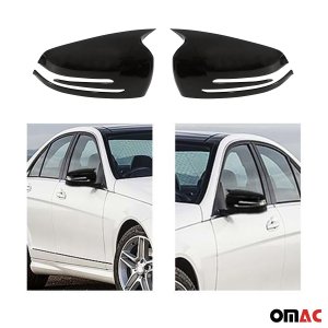 Mercedes C Class W204 Mirror Cover - Omac - Bat Model - Gloss Piano Black - '08-'14 Mercedes C Class W204 Mirror Cover - Omac - Bat Model - Gloss Piano Black - '08-'14